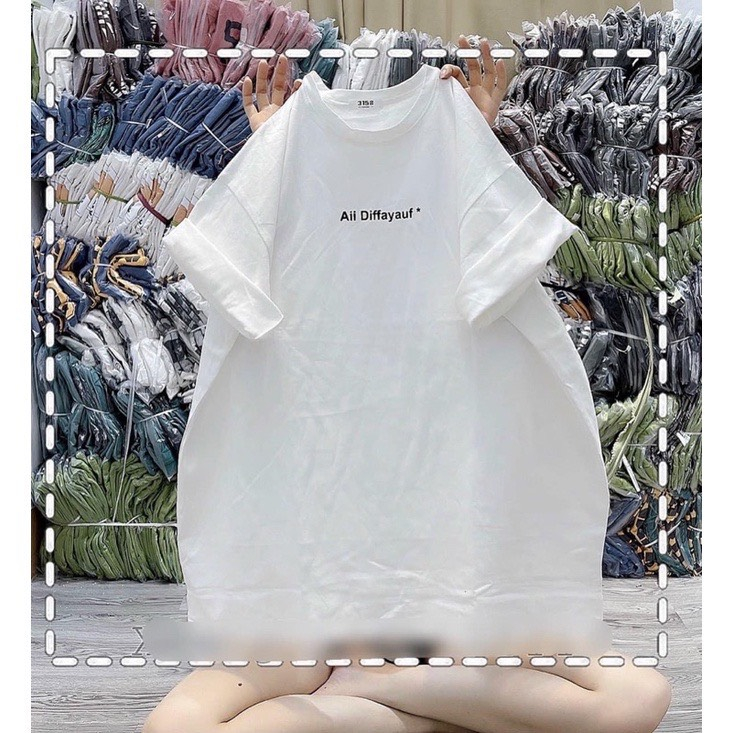 Áo thun phông nữ nam unisex KONOVA 3158 form rộng in chữ aii Difayauf chất liệu cotton khô thoáng mát mùa hè