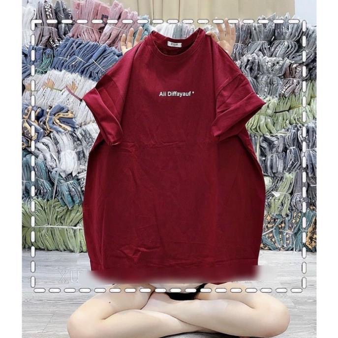 Áo thun phông nữ nam unisex KONOVA 3158 form rộng in chữ aii Difayauf chất liệu cotton khô thoáng mát mùa hè