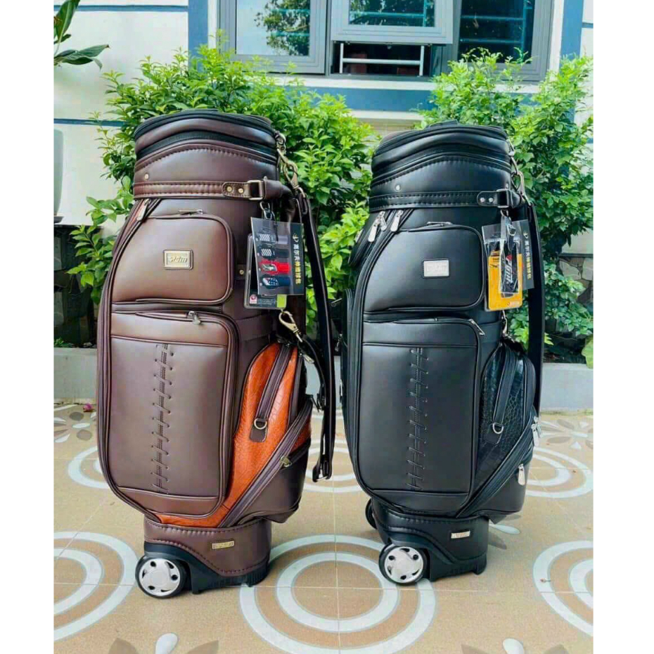 Túi gậy bánh xe chính hãng PGM QB-044, túi gậy bánh xe chất liệu da cao cấp