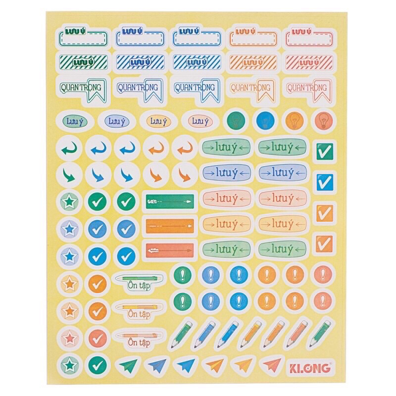 Tập 3 tờ nhãn dán decal học tập  Study Sticker Klong_702