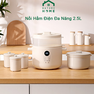 Nồi hầm điện đa năng Ceool 2.5L, Nồi Nấu Chậm, Nồi Hầm, Hấp, Nồi Chưng Yến Giữ Trọn Chất Dinh Dưỡng Naturehome