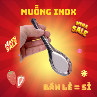 COMBO 10 Muỗng inox canh vuông ăn cơm inox, muỗng canh