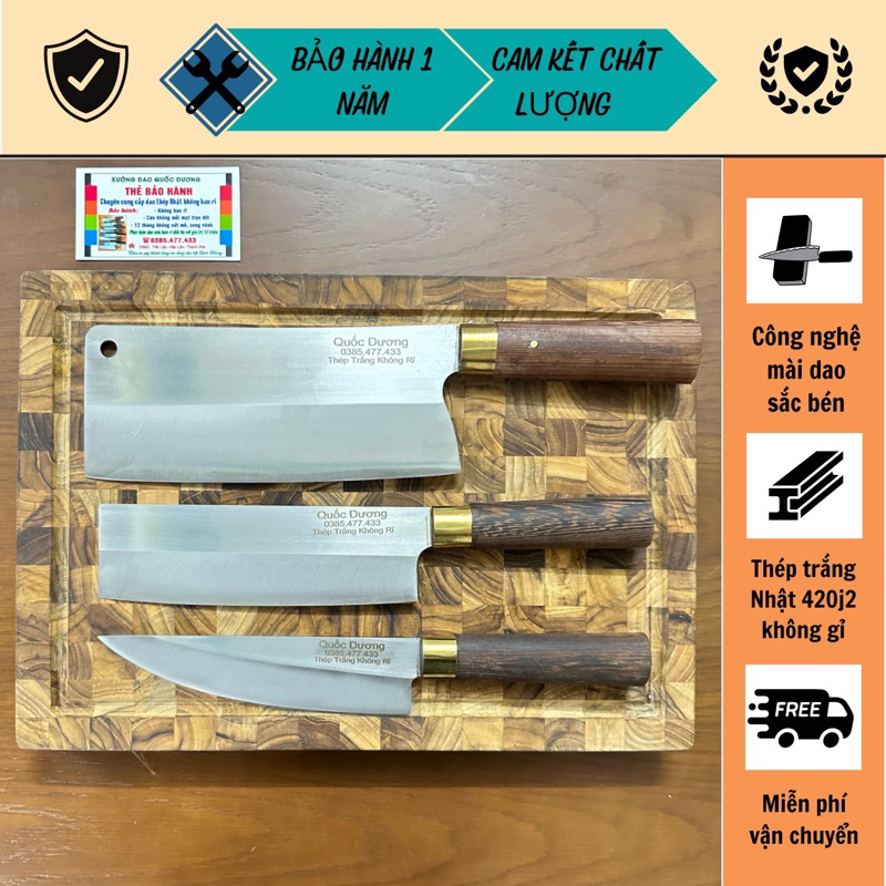 Bộ dao nhà bếp, Bộ dao thép trắng không gỉ M1 được rèn thủ công 100% bằng thép Nhật 420j2 cao cấp