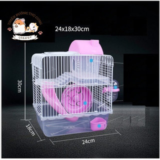Lồng hamster 2 tầng đế trong suốt 23 x 17 x 30 cm