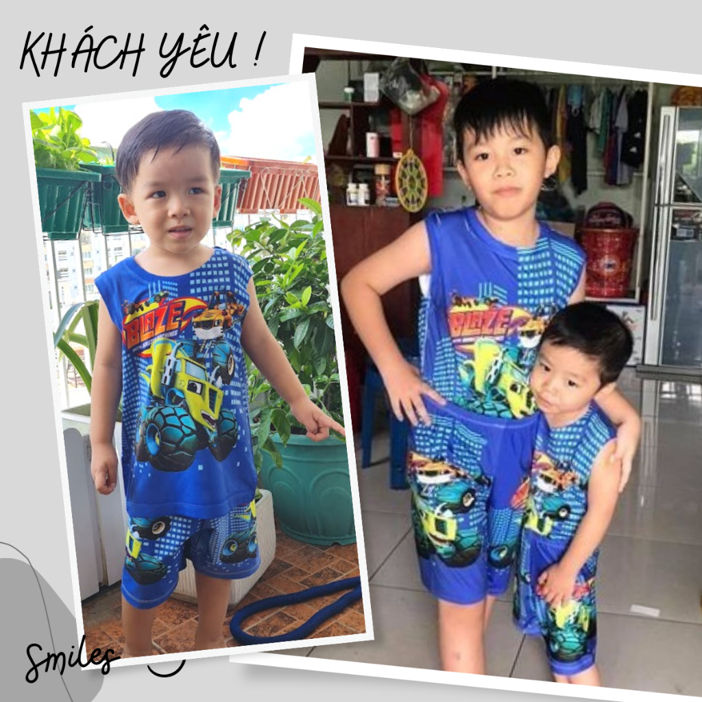 Đồ bộ ba lỗ bé trai, bộ thun lạnh sát nách in hình Xe Ôtô Cars nhiều mẫu từ 10kg -60kg