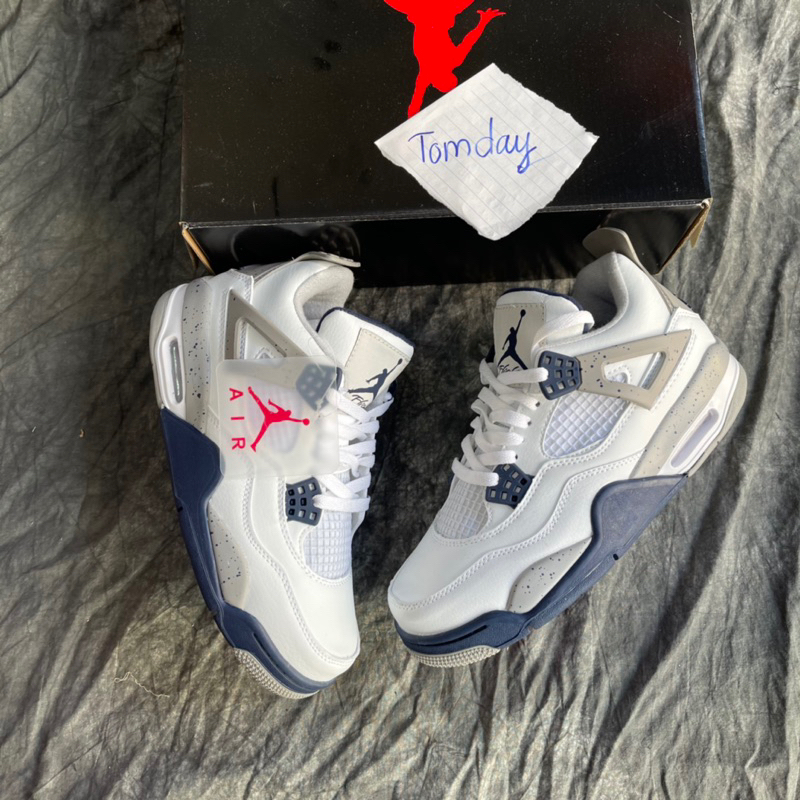 Giày Sneaker Jordan 4 Retro Midnight Navy Màu Xám Xanh