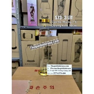 [ CHÍNH HÃNG ] Bình Ngâm Rượu Hàn Quốc 3 Lít , Bình Thuỷ Tinh Yongcheon, BHQ-S73