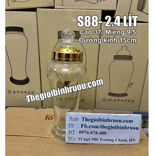 [ CHÍNH HÃNG ] Bình Ngâm Rượu Hàn Quốc 2.4 Lít , Bình Thuỷ Tinh Yongcheon, BHQ-S88