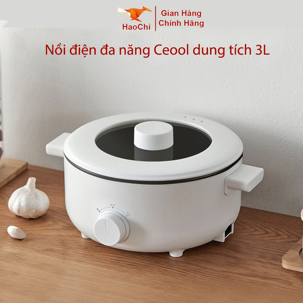 Nồi Điện Đa Năng Ceool Dung Tích 3L, Nồi Lẩu Đa Năng Cho Gia Đình Công Suất 1000W Có Bảo Hành 6th-Haochi