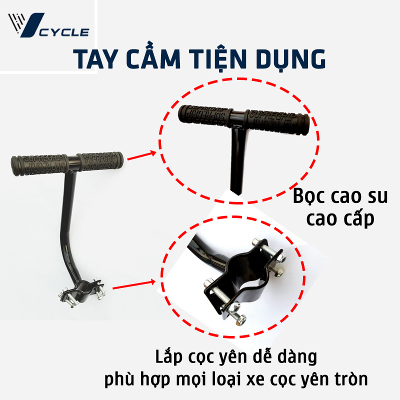 Đệm yên sau xe đạp, đệm gác baga có tựa lưng, chống ê mỏi không thấm nước và giá để chân sau cho xe đạp