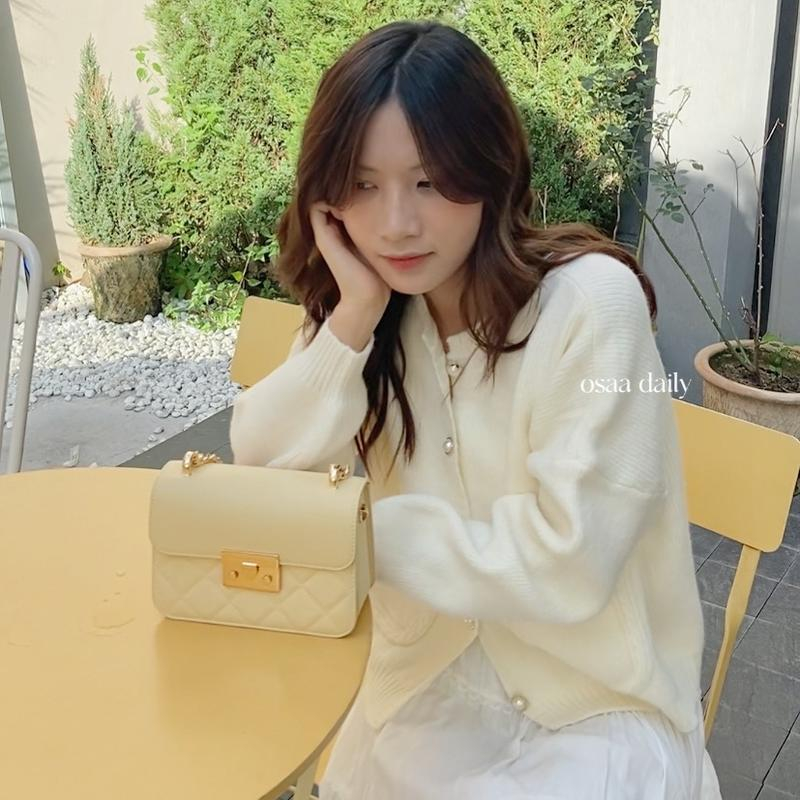 Áo khoác cardigan Forgirlstudio trơn chất dày dặn phối túi cúc ngọc FG116