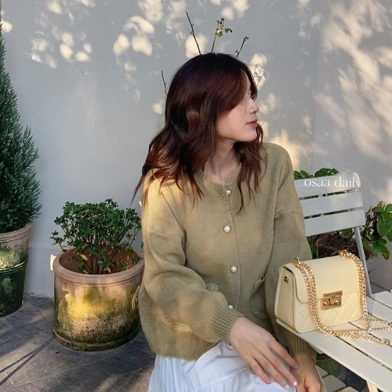Áo khoác cardigan Forgirlstudio trơn chất dày dặn phối túi cúc ngọc FG116