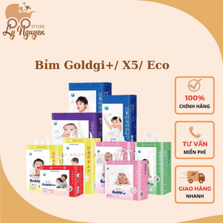 Bỉm dán/quần Goldgi+/ Goldgi X5 / Goldgi Eco Nhật size Nb92/S84/M66/M60/L56/L48/XL46/XL44/XXL34