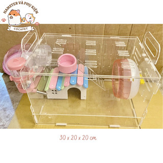 Lồng hamster mica 30x20x20 cm full đồ như hình