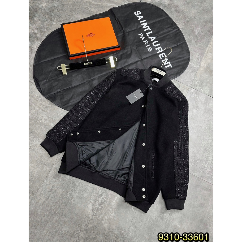 Áo khoác bomber dạ Cha.nel 2 lớp cao cấp_Áo khoác bomber nam cao cấp