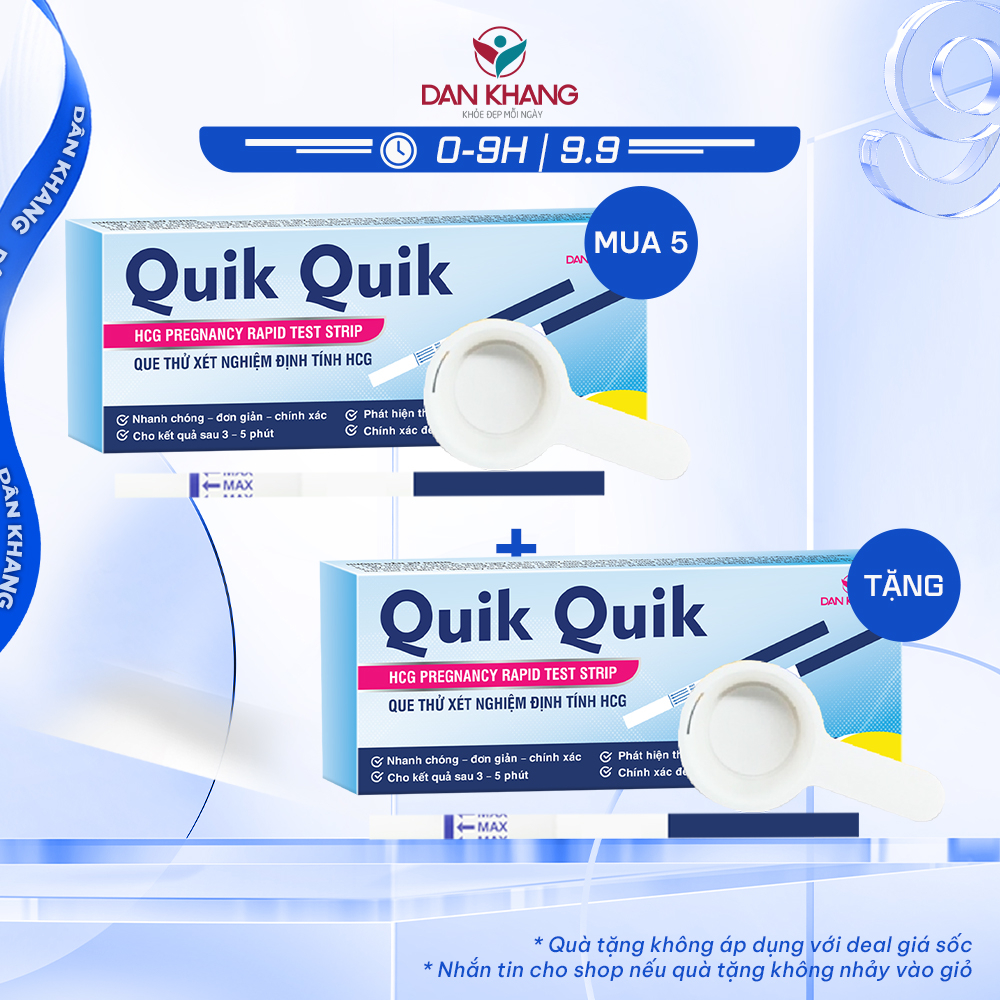 Bộ Que Thử Thai Quik Quik Dân Khang Hiệu Quả, Nhanh Chóng, Đơn Giản, Tiện Lợi, Chính Xác (Hộp gồm que và cốc)
