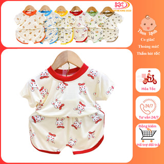 MK394 (6-16KG) Bộ áo cộc tay quần cộc vát phối cổ bo chất thun lạnh họa tiết cho bé dưới 3 tuổi