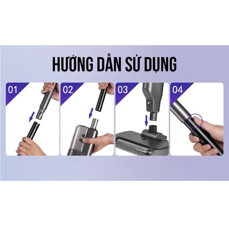 Cây Hút Bụi Cây Lau Nhà Không Dây Pin Sạc Tự Động Giặt Vắt Khô Bơm Nước Tùy Chỉnh Công Suất 1800w