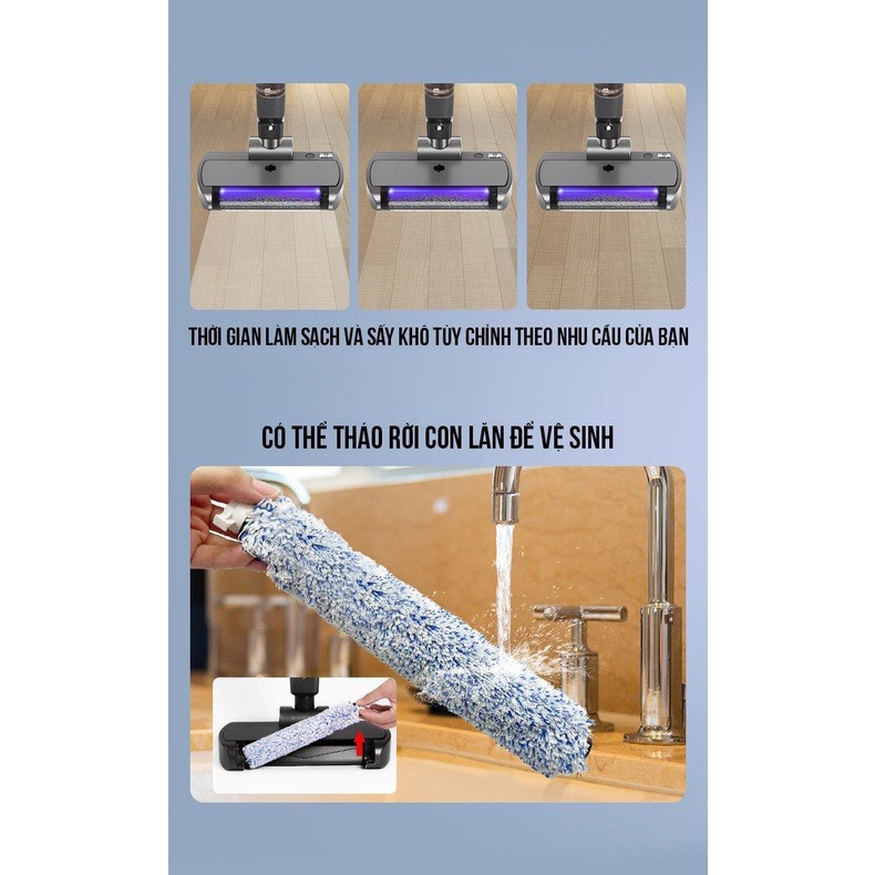 Cây Hút Bụi Cây Lau Nhà Không Dây Pin Sạc Tự Động Giặt Vắt Khô Bơm Nước Tùy Chỉnh Công Suất 1800w