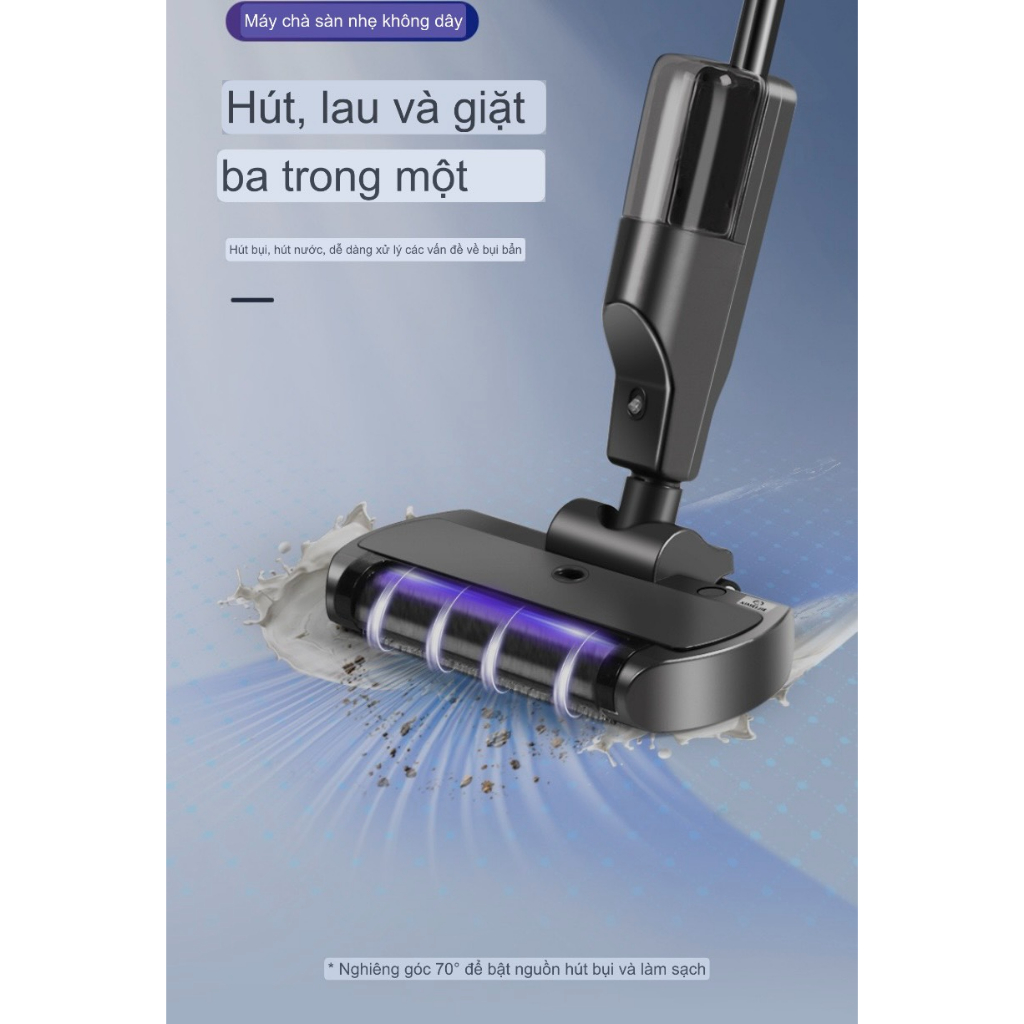 Cây Hút Bụi Cây Lau Nhà Không Dây Pin Sạc Tự Động Giặt Vắt Khô Bơm Nước Tùy Chỉnh Công Suất 1800w