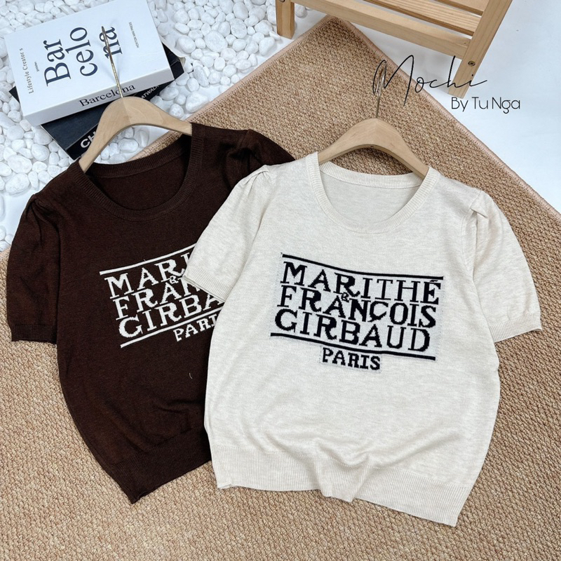 Áo len chữ Paris vai bồng - len mongtoghi