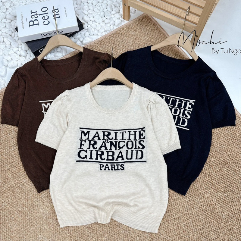 Áo len chữ Paris vai bồng - len mongtoghi