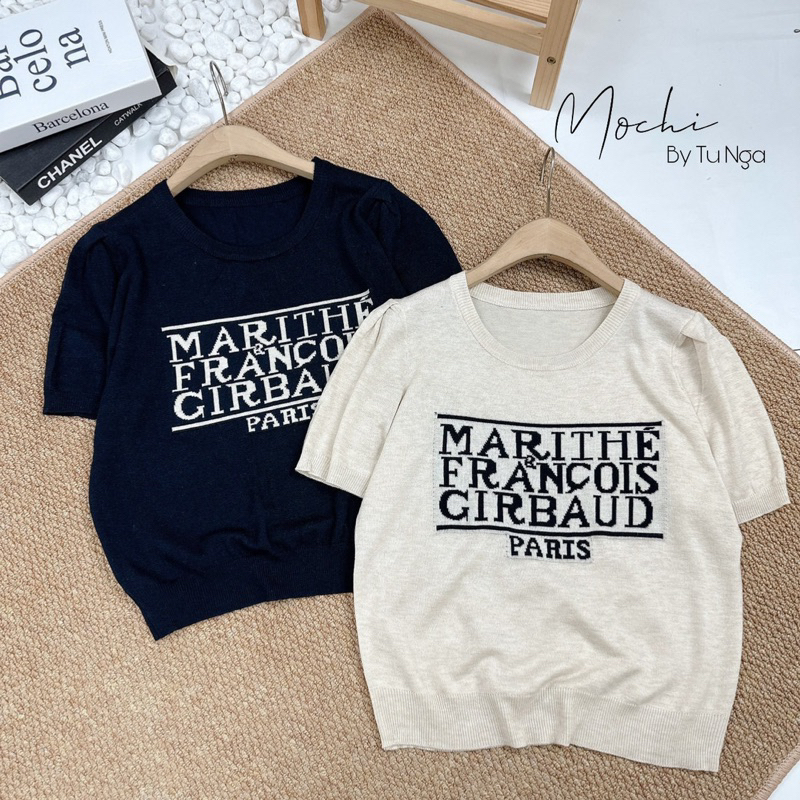 Áo len chữ Paris vai bồng - len mongtoghi