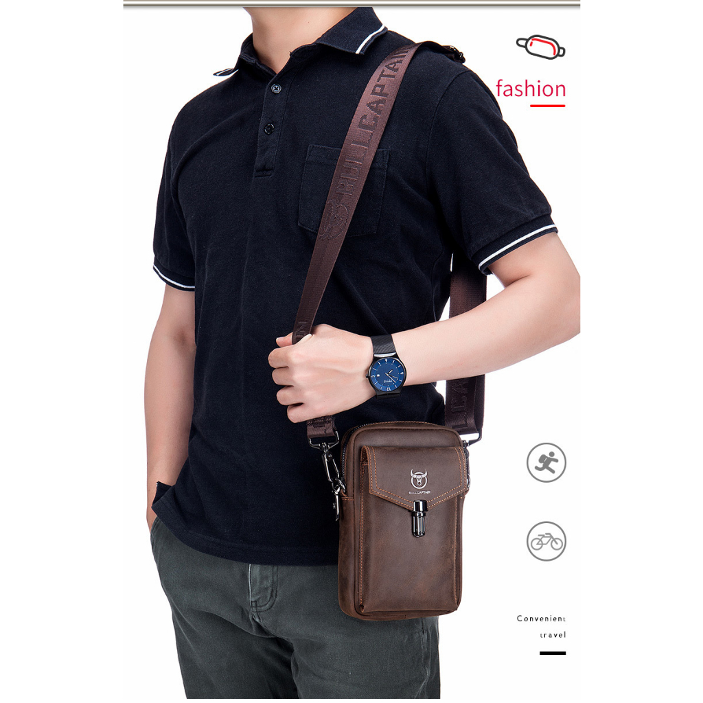 Túi đeo chéo da bò sáp đựng điện thoại ví tiền sạc dự phòng size 20cm14cm6cm