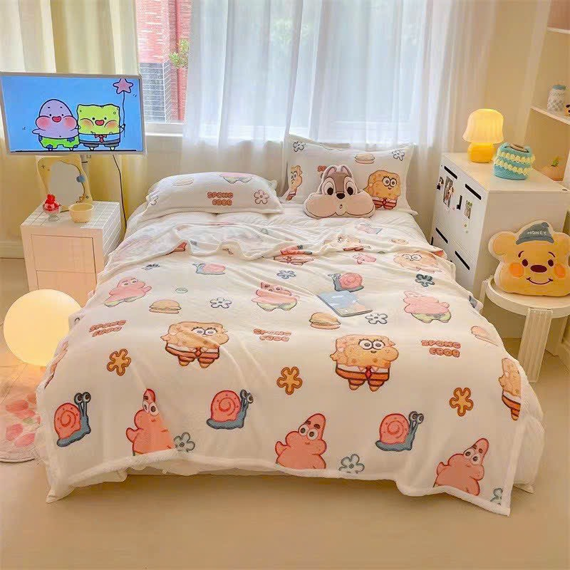 Chăn nhung tuyết cho trẻ 150x200cm in hình 3D hoạt hình ngộ nghĩnh, siêu mềm mại, thông thoáng dịu nhẹ cho da bé