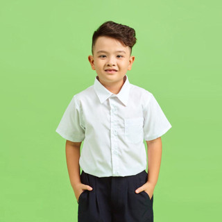 Áo sơ mi trắng đồng phục học sinh nam cấp 1, cấp 2, cấp 3, thoáng mát, thầm hút mồ hôi tốt, phom dáng đẹp Jadiny