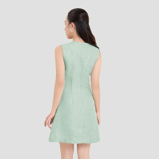 MAYBI Đầm Ôm Bố Tweed Phối Nơ Sang Trọng