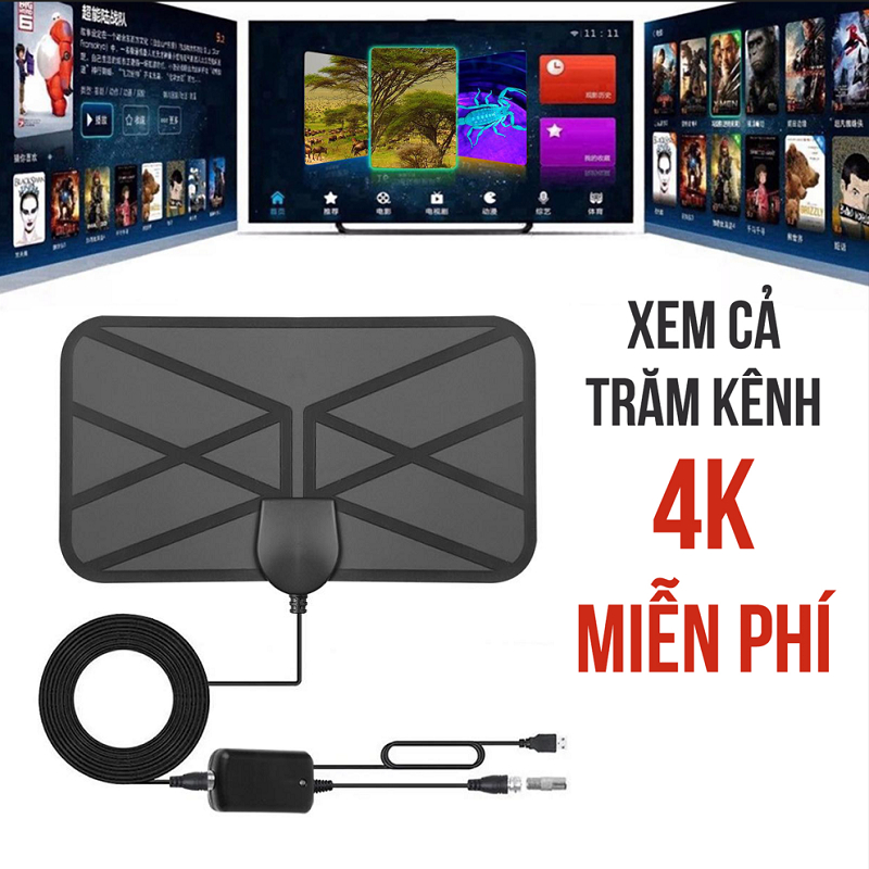 AnTen Tivi Kỹ Thuật Số Trong Nhà, 4K 1080P, ĂngTen DVB-T2, Bắt Được Rất Nhiều Kênh, Truyền Hình Miễn Phí - Hình Ảnh Nét