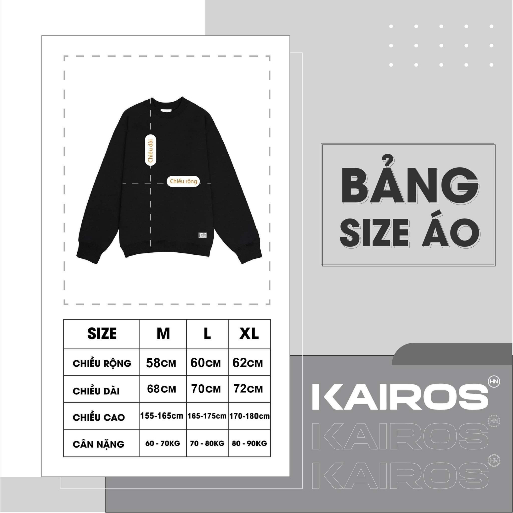 Áo sweater nỉ bông Kairos KR Basic form rộng dài tay
