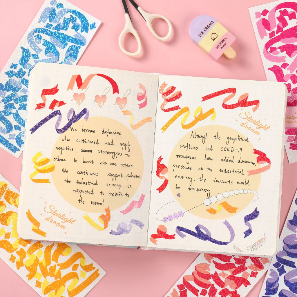 Zanmo tấm hình dán sticker dải ruy băng decor toploader