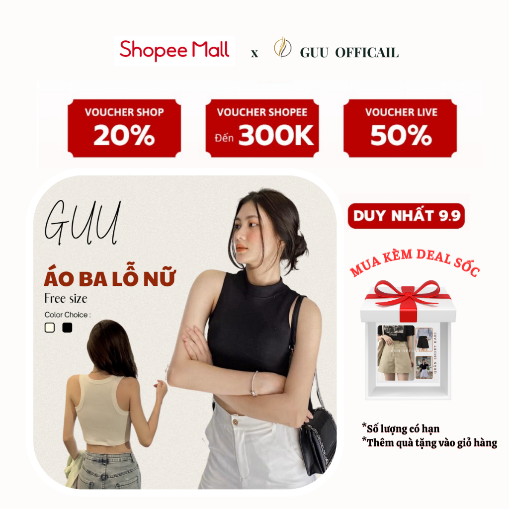 Áo 3 lỗ nữ croptop sát nách kiểu dáng ôm body chất thun gân dày dặn basic siêu tôn dáng | BigBuy360 - bigbuy360.vn