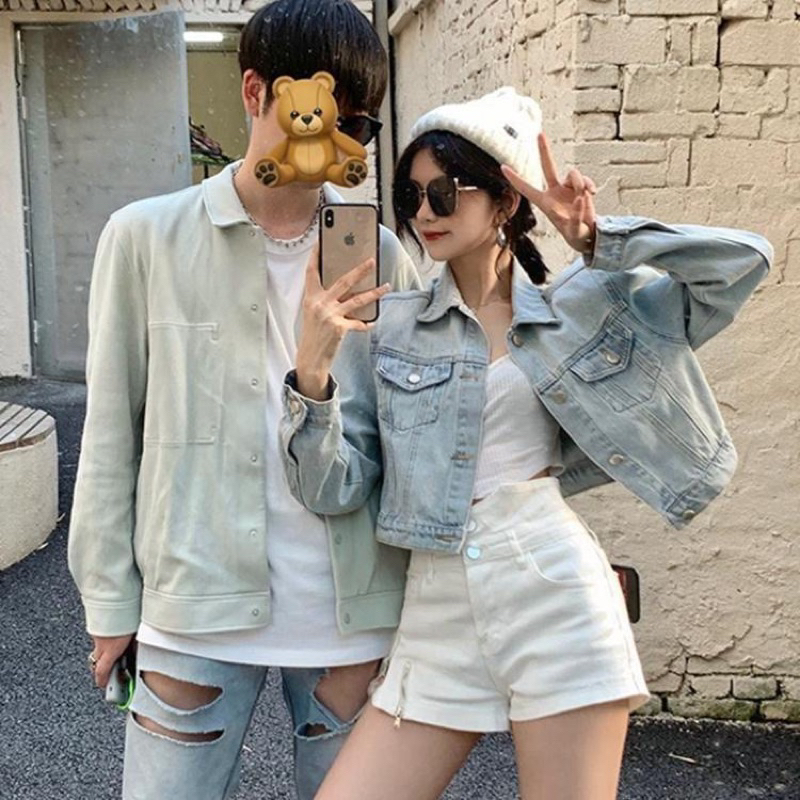 Áo khoác jean ,bò nữ Dáng Lửng Croptop Đai cao cấp phong cách ulzzang, có 6 túi và túi trong Đủ Màu