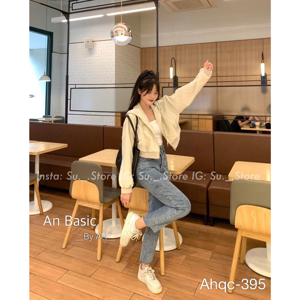 Áo khoác dáng croptop chất nhung tăm dày dặn Hari GenZ 395 P5K11