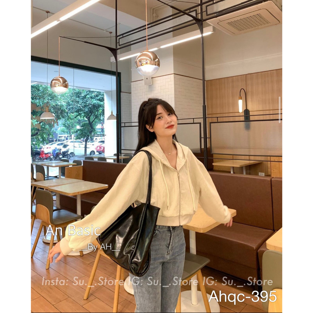 Áo khoác dáng croptop chất nhung tăm dày dặn Hari GenZ 395 P5K11