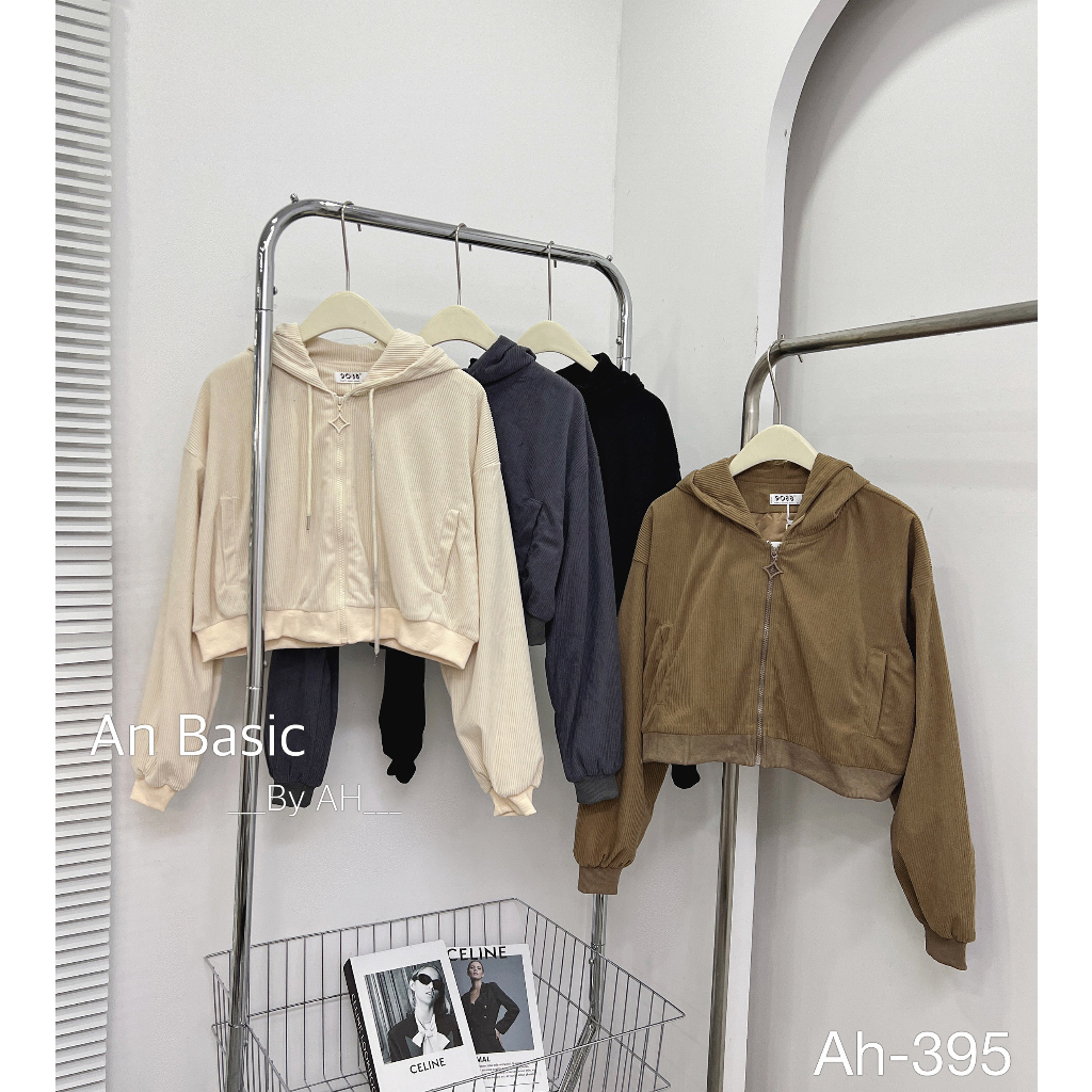 Áo khoác dáng croptop chất nhung tăm dày dặn Hari GenZ 395 P5K11