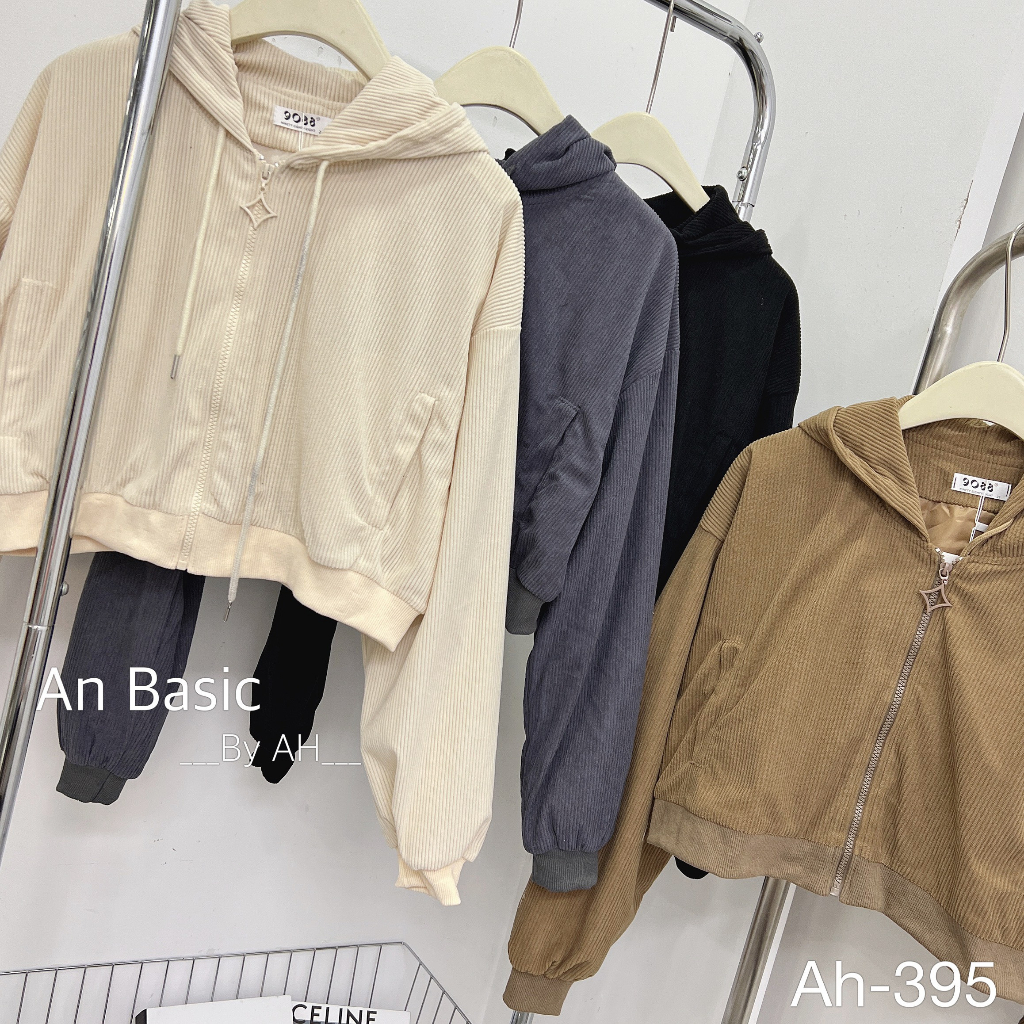 Áo khoác dáng croptop chất nhung tăm dày dặn Hari GenZ 395 P5K11