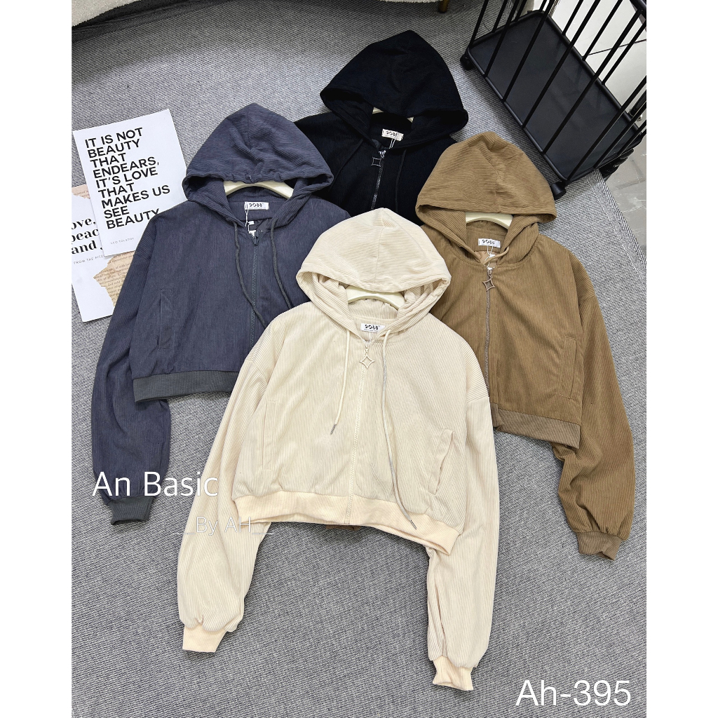 Áo khoác dáng croptop chất nhung tăm dày dặn Hari GenZ 395 P5K11