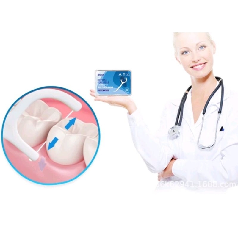 Tăm Chỉ Nha Khoa Hộp 50 Cái Dental Flossers Khử Trùng Sợi Mảnh, Tăm Chỉ Nha Khoa Vệ Sinh Răng Miệng Hạn Chế Cao Răng