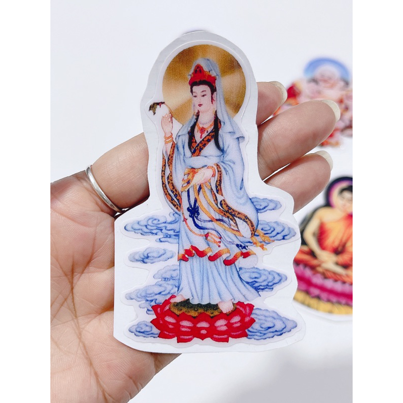 Tem nổi hình Phật thích ca, quan thế âm và phật di lạc dán trang trí