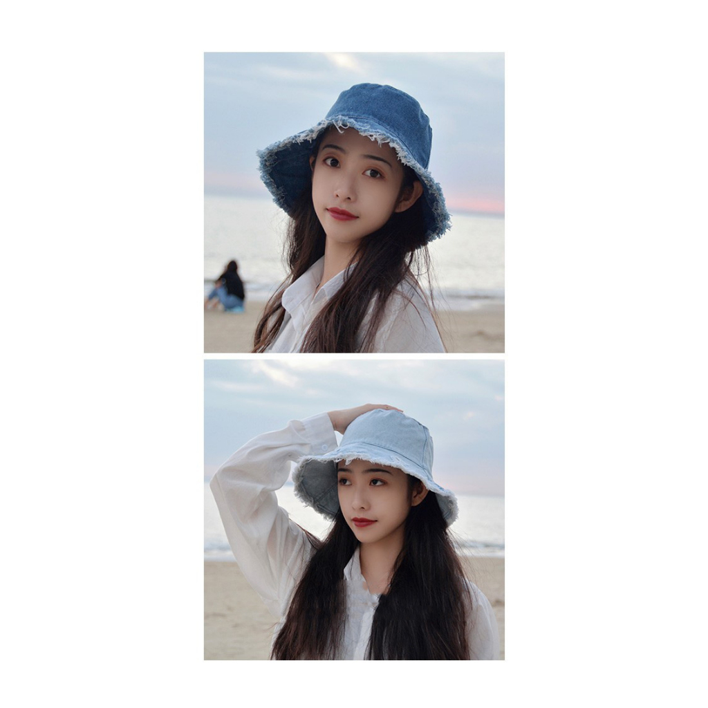 Mũ Jean vành rách, mũ tai bèo chống nắng phong cách thời trang M160
