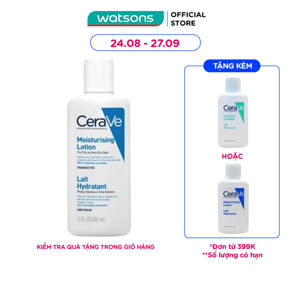 Sữa Dưỡng Ẩm CeraVe Moisturising Lotion Dành Cho Da Khô 88ml