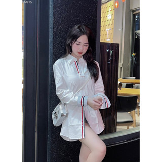 Áo Sơ Mi Nam ThomBR 915 Chất Vải Thô Oxford Kẻ Vạch Trắng Cánh Tay Đơn Giản Lại Chất Nam Nữ Mix Đôi Chuẩn Bài