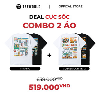 Combo Áo Thun Local Brand Teeworld Cô Ba Sài Gòn T-shirt Season 2 & Saigon Traffic T-shirt Đen Form Rộng Unisex
