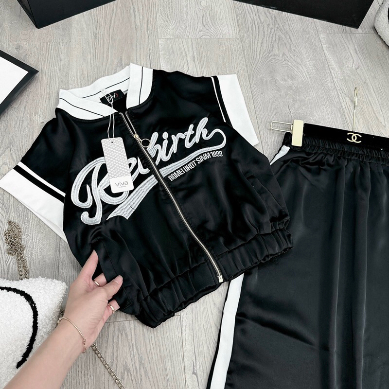 Set Áo Khoá Viền Tay Mix Chân Váy Dáng Dài