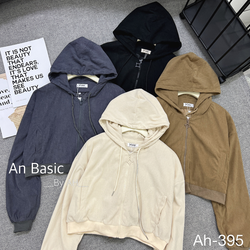 Áo khoác dáng croptop chất nhung tăm dày dặn Hari GenZ 395 P5K11