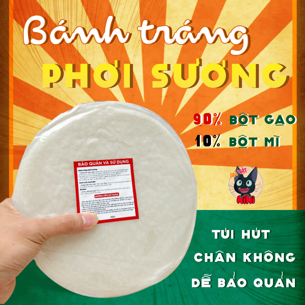 Bánh tráng phơi sương KiKi, set bánh tráng 150g+200g muối ruốc hành phi+200g bơ+100g tóp mỡ